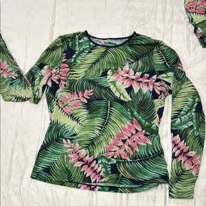 Lands’ End UV Tropical Leaf Print Women's Top-S 6-8